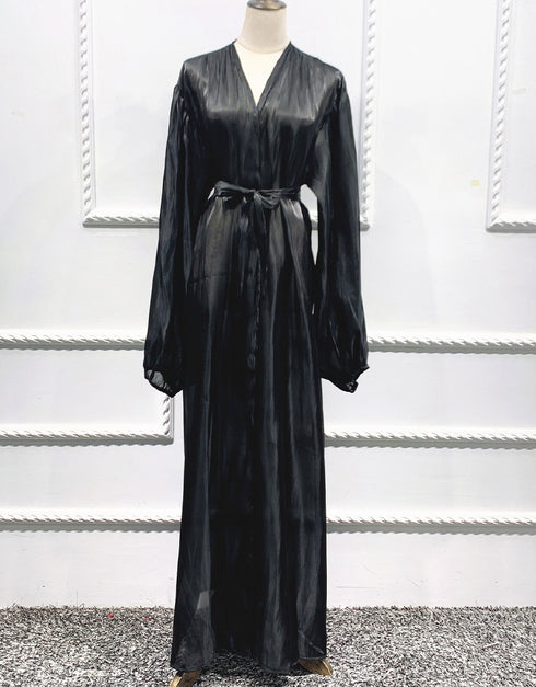 Women's Solid Color Puff Sleeve Maxi Abaya